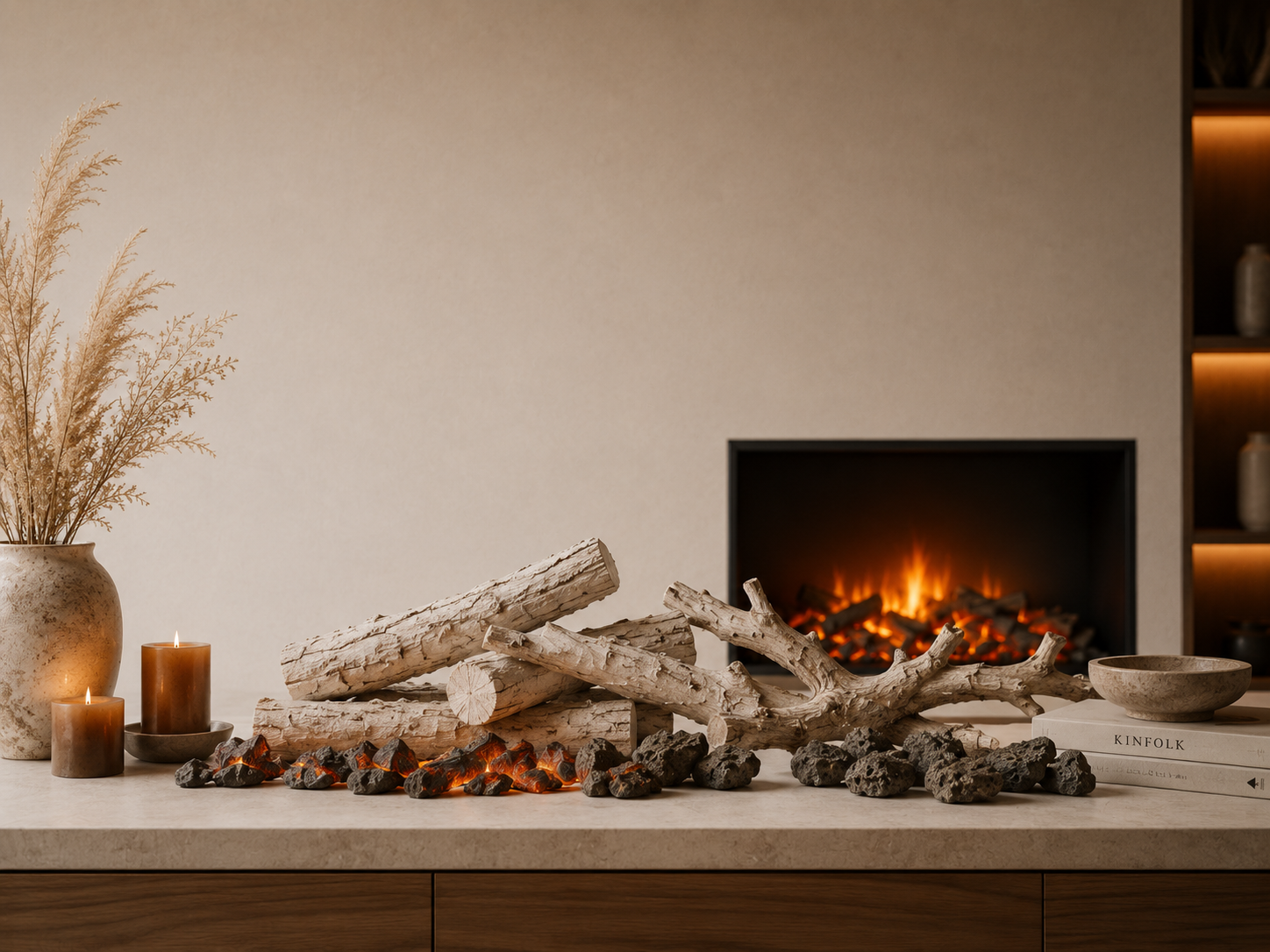 Ceramic fiber fireplace decorations